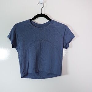 Lululemon Women's Swiftly Tech Cropped Short Sleeve Tee Shirt 2.0 Oasis Blue 8